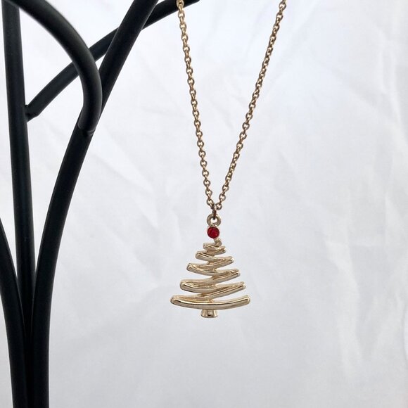 2/$20 Gold Tone Holiday/Christmas Tree Pendant Necklace - Picture 2 of 6